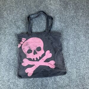 Y2K David & Goliath Tote Bag Black Pink Skull Crossbones Graphic Shoulder Bag